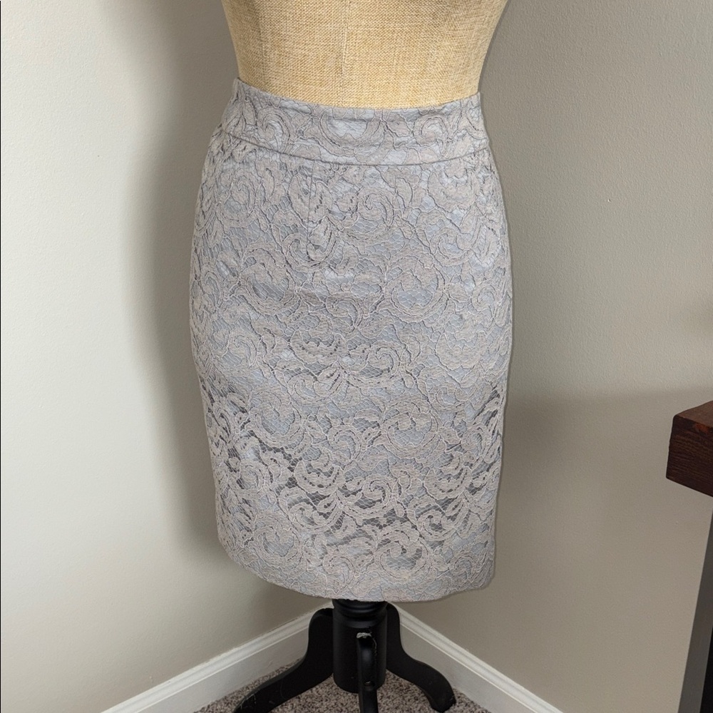 Banana Republic Light Gray Lace Pencil Skirt